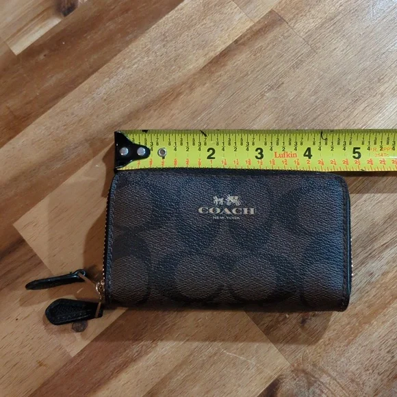 Coach Brown Small Double Zip Wallet/Card Holder - Picture 13 of 16